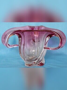 Beautiful Val St.Lambert Crystal Cranberry Glass Vase!Made in Belgium  Mint!Vtg